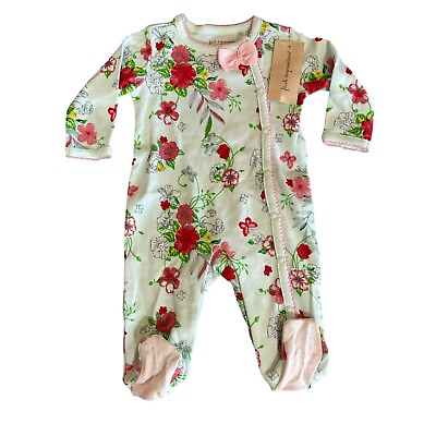 #ad NEW First Impressions Baby Girls Size NEWBORN Mint Floral Footed Coverall $7.99