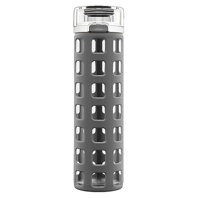 #ad Ello Syndicate Glass Water Bottle with Touch Flip Lid Grey 20 ounce $24.92