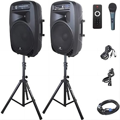 #ad PRORECK Party 15 Portable Powered PA Speaker System Bluetooth 15 Inch 2000W Set $339.99
