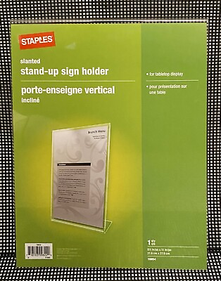 #ad Clear Plastic Sign Holder Stand Up Slanted 8 1 2 × 11 $8.00