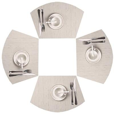 #ad Placemats for Round Table Set of 4 Wedge Shaped Placemats Heat Resistant Wove... $23.75