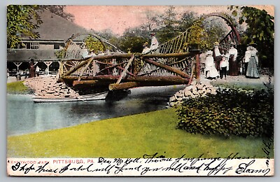 #ad Postcard Kennywood Park Rustic Bridge Pittsburg PA $6.00