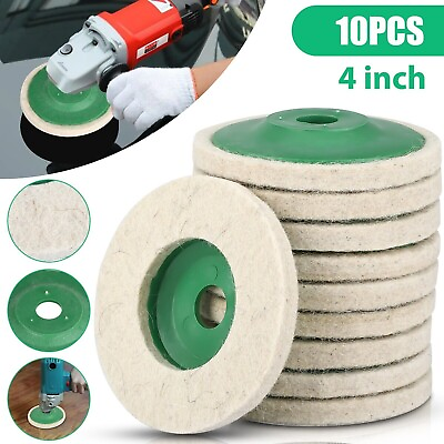 #ad 10Pcs 4quot; Wool Polishing Discs Finishing Wheel Buffing Pads for 100 Angle Grinder $8.95