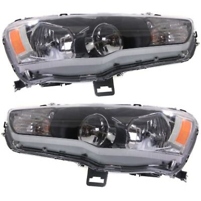 #ad Headlight Set For 2009 2017 Mitsubishi Lancer Left and Right With Bulb CAPA 2Pc $220.17
