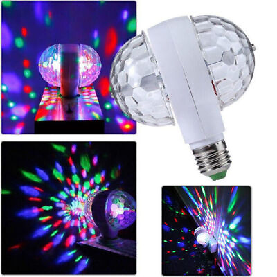 #ad 6W E27 LED RGB Dual Crystal Ball Rotating Stage Light Bulbs DJ Party Lamp YZtree $10.99