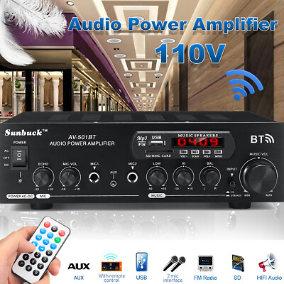 #ad Hi Fi 2 Channel Amp Sunbuck 2000W bluetooth Stereo Power Amplifier Receiver Home $49.99