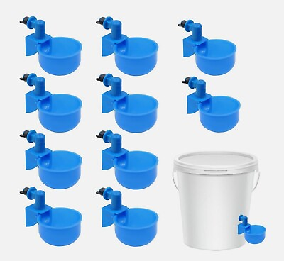 #ad 10 pack Automatic Water Cups Poultry Drinker Waterer Chicken Duck Quail Drinking $14.75