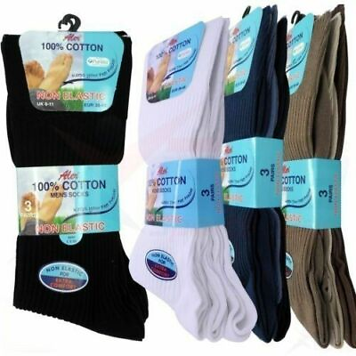 #ad 6 PAIRS MENS EXTRA WIDE FOOT LOOS TOP COTTON SOCKS FOR SWOLLEN FEET AND ANKLES GBP 5.99