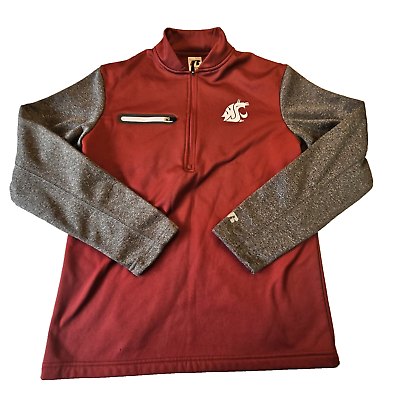 #ad Washington State Cougars Mens Shirt Small Pullover 1 4 Zip Long Sleeve Red Gray $13.25