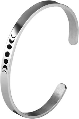 #ad Moon Phase Cuff Bracelet Stainless Steel Bangle with “Can’t Phase Me” $9.99