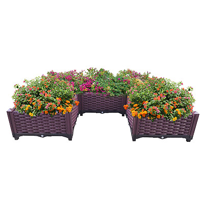 #ad 5PCS Plastic Raised Garden Bed Planter Kit for Planter Grow Self Watering $73.99