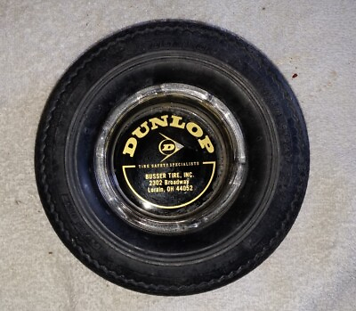 #ad Vintage Dunlop Tire OH Advertising Ashtray Gold Seal 78 Twin Belt NICE $49.99