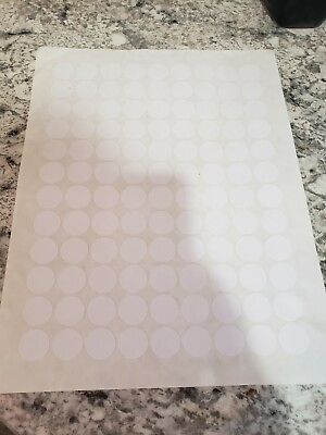 #ad 540 round circle .75quot; 3 4 inch WHITE MATTE labels dots stickers self adhesive $5.00