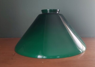 #ad Green Cased Glass Cone Light Shade 3 5 8quot; Fitter 13.75quot; Diameter $150.00