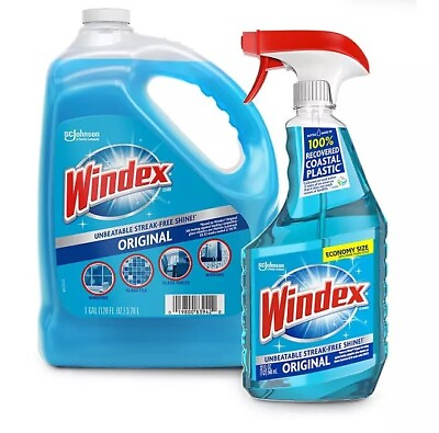 #ad Windex Original Glass Cleaner 128 fl. oz. Refill 32 fl. oz. Trigger $18.99