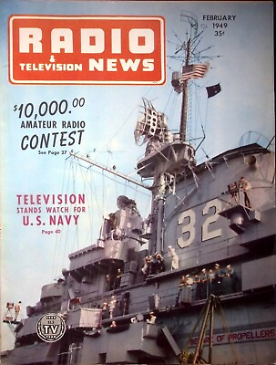 #ad TELEVISION STANDS WATCH FOR U.S. NAVY RADIO amp; TV NEWS MAGAZINE FEB 1949 $7.95