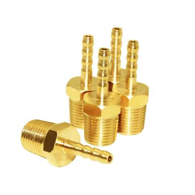 #ad 5 Pcs Hose Barb Fittings 1 8quot; Barb to 1 8quot; NPT Male Thread Brass Metals Adapt... $15.61
