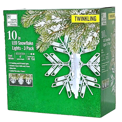#ad Twinkling Fixed Snowflake Lights 10quot; H Cool White LED#x27;s Home Accent Holiday $26.95
