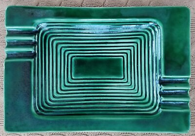 #ad Antique Extra Large Green Ceramic Ashtray $59.99