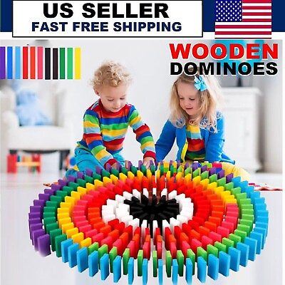 #ad Kids Building Blocks Dominoes Set Wooden Tiles Fun Games Colors Arts Crafts Toy $13.99