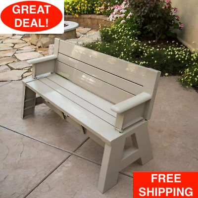 #ad Convert A Bench Folding Picnic Table Bench Family Lightweight Patio Outdoor Tan $217.99