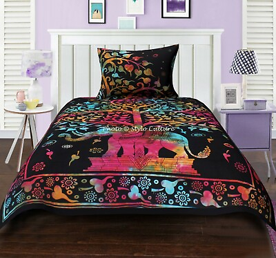 #ad Indian Art Tree Duvet Cover Bedding Cotton Single Doona Cover Bohemian Bed Set $39.75