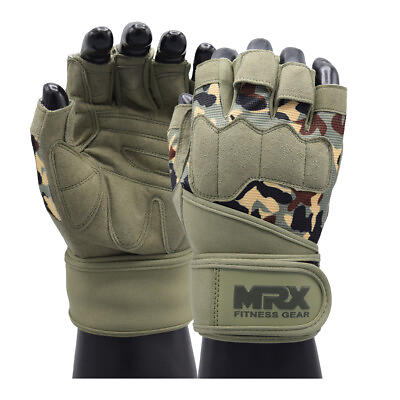 #ad MRX Men Weightlifting Gloves Gym Exercise Fingerless Wrist Support Lifting Glove $15.99