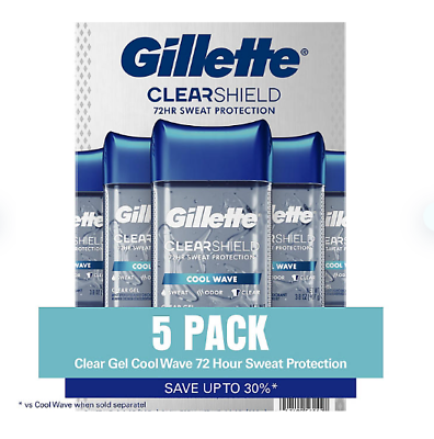 #ad Gillette Cool Wave Clear Gel Men#x27;s Antiperspirant and Deodorant 3.8 oz. 5 pk $24.99