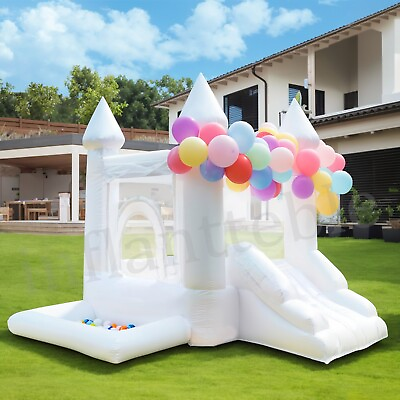 #ad 9x9x7 FT PVC White Inflatable Wedding Bouncy Castle Bounce House Jumping for Kid $397.98