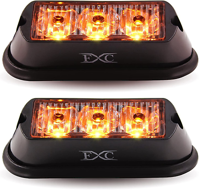 #ad FXC 2PCS 3 LED Strobe Lights Amber Waterproof Emergency Beacon Flash Lights Ca $30.23