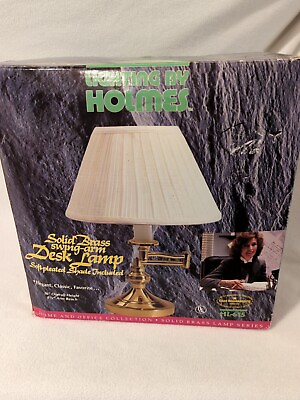 #ad Holmes HL 615 Solid Brass Swing Arm Desk Lamp Soft Pleated Shade Included $47.67