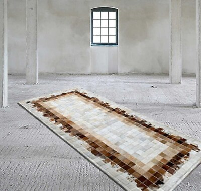 #ad Cowhide Leather Area Rug Patchwork Carpet Hair On Hide Rug Real Cow Skin $232.81
