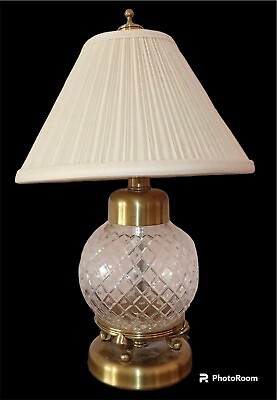 #ad Vintage Waterford Crystal Table Lamp Brass Base $89.99