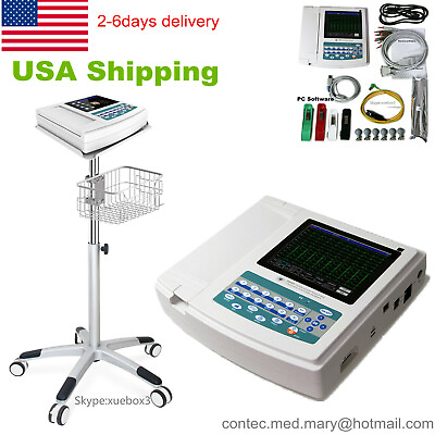 #ad Digital 12 channel lead ECG EKG Machine interpretation with Stand Trolley FDA US $898.00