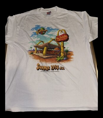 #ad Vintage 1994 McDonald#x27;s Flintstones Shirt Xl Single Stitch $20.00
