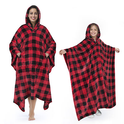 #ad Oversized Fleece Hoodie Sweatshirt Wearable Comfy Blanket w Hood Sleeves Pocket $26.99