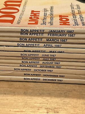 #ad Bon Appetite Magazine lot 12 Issues 1987 Full Year January December STUNNING $29.79