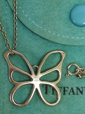 #ad Tiffany Butterfly Necklace Pendant Sterling Silver 925 Authentic Used Good Japan $248.50