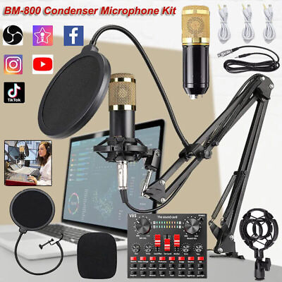 #ad Home Studio Recording Kit Podcast Music Mixer Equipment Condenser Microphone Set $33.99