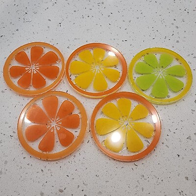 #ad Set Of 5 Citrus Pattern coasters Made in the China Grapefruit Lemons And Limes $12.95