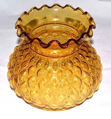 #ad VINTAGE AMBER Quilted STUDENT 7quot; Fitter LaMp GLoBe GlaSsWaRe ShAdE NEW 84431 $36.95