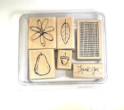 #ad Stampin Up Wood And Rubber stamp set Pear Leaf Acorn Thank You See Details $5.46