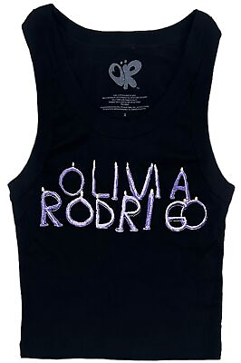 #ad Olivia Rodrigo Women#x27;s Guts Candles Rib Knit Cropped Baby Tank Top in Black $13.85