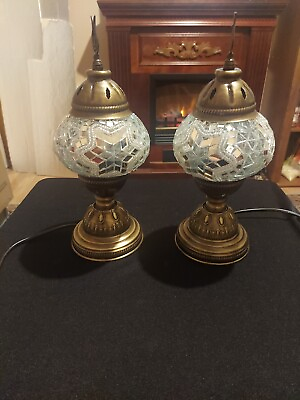 #ad Pair of Handmade Stained Glass Moroccan Turkish Mosaic Table Lamp Mosaic Lamp $89.00