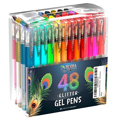#ad Glitter Gel Pens 48 Colors Colored Pens for Adult Coloring Book Pens for Wom $18.99