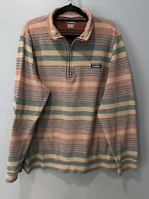 #ad LL Bean Mens 1 4 Zip Pullover Striped Traditional Fit Sweater Sweatshirt SZ XXL $31.05