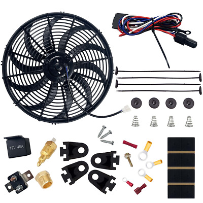 #ad 16#x27;#x27; Electric Radiator Slim Push Pull Cooling Fan 12V 120W 1000 CFM Mount Kit $20.99