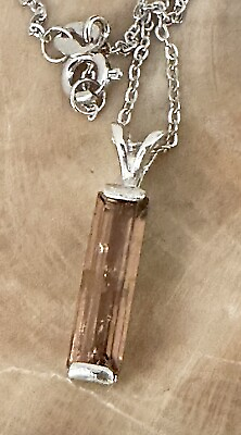 #ad Gorgeous Rare Pink Natural Tourmaline 925 Sterling Silver Pendant Necklace 20 In $190.00