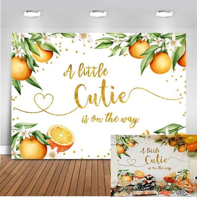 #ad Orange Baby Shower Backdrop A Little Cutie is on The Way Citrus Party Photo B... $25.04