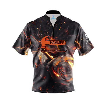 #ad *FREE Custom Name amp; Logo* Hammer Flaming Rose Bowling Jersey Shirt Size S 5XL $23.99